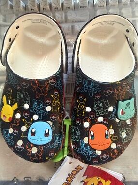 CROCS Kids Black Pokémon Clog Sandals with Colorful Character Accents